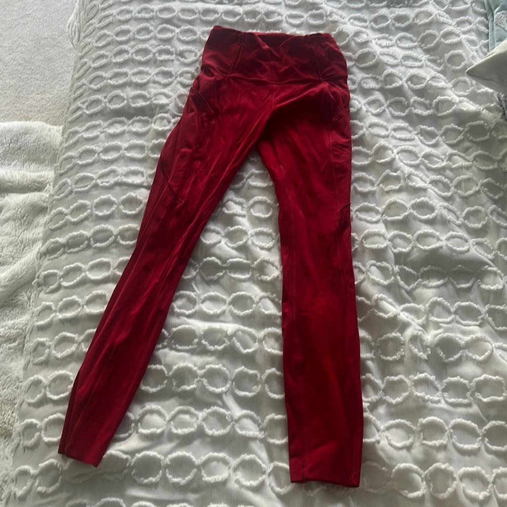 new lululemon carnation red leggings